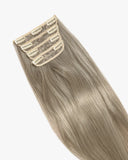 Extensiones Clip-In Vanilla Champagne Glow Highlight – 4 Piezas, 24", 220 g (Fibra Resistente al Calor)