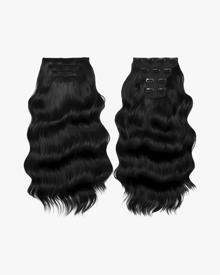 Extensiones Clip-In Black Velvet Bio Highlight – 4 Piezas, 220 g (Fibra Resistente al Calor)
