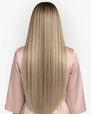 Extensiones Clip-In Vanilla Champagne Glow Highlight – 4 Piezas, 24", 220 g (Fibra Resistente al Calor)